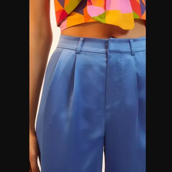 New Anthropologie Du Paradis Wide-Leg Sateen Pants - New Small - Picture 5 of 6